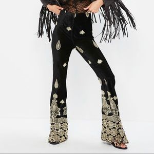 Velvet wide leg - BLACK /GOLD